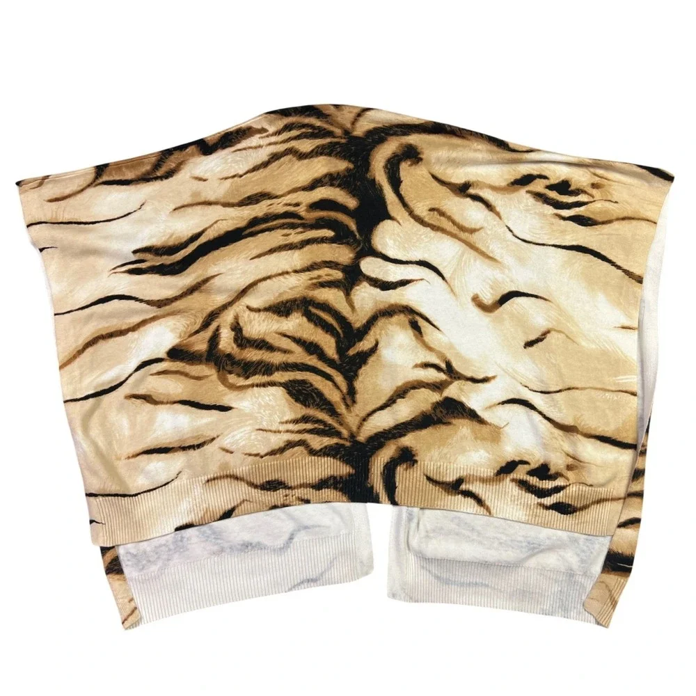 Chico's Tiger Essence Ruana Wrap S/M Animal Print Open Front Cotton Blend New